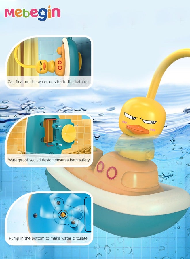ميبيجين 8 قطع للأطفال لطيف بطة حمام رأس دش مجموعة مع فلتر مضاد للبكتيريا رذاذ الماء الكهربائي، ألعاب الحمام وقت الاستحمام هدايا عيد ميلاد للفتيات الأولاد، ألعاب الحمام للأطفال الصغار - Image 5