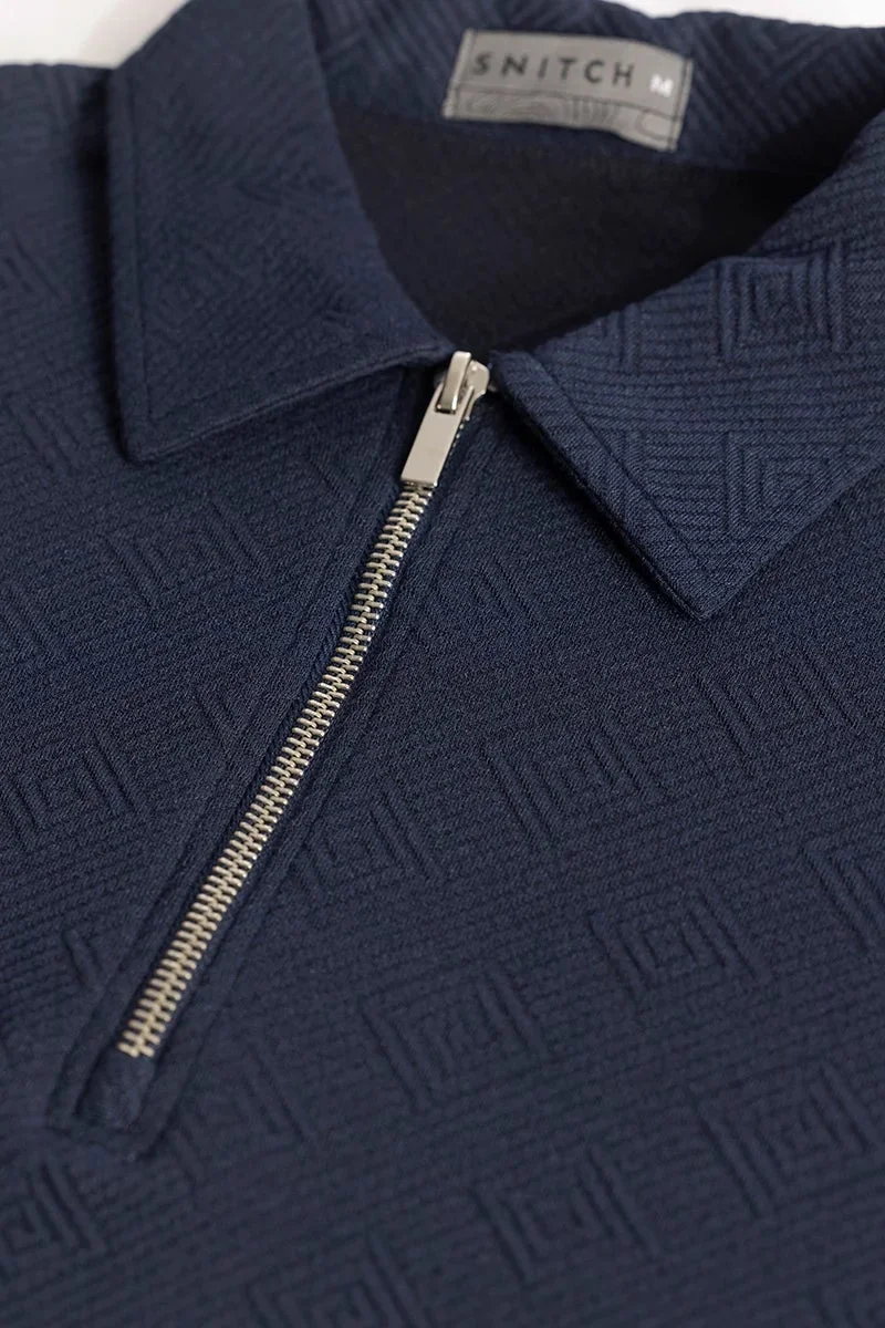 سنيتش تيشيرت بولو مطبوع أزرق داكن