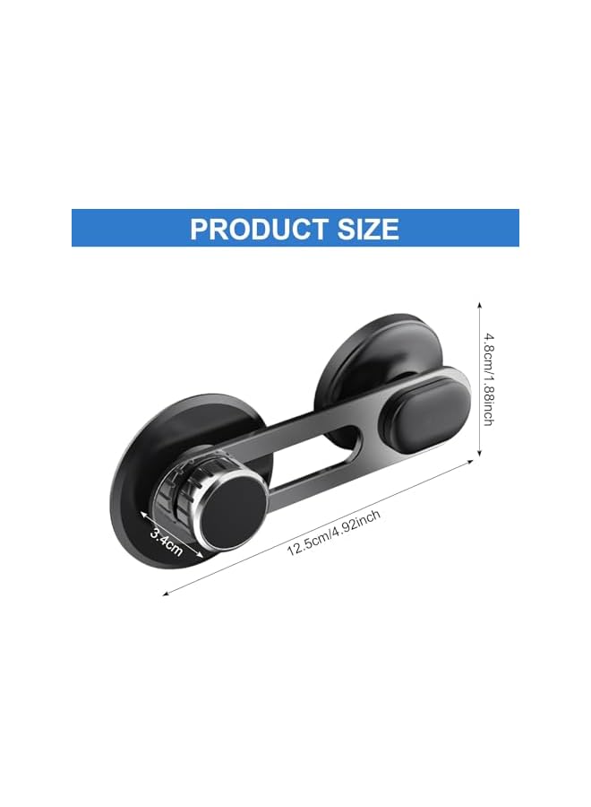 S-TOP Car Mount Phone Holder, Magnetic Mobile Phone Mount with Adjustable Suction, 360° Rotatable Magnet Bracket for Car, Laptop & Mobile Use, Black - Image 2