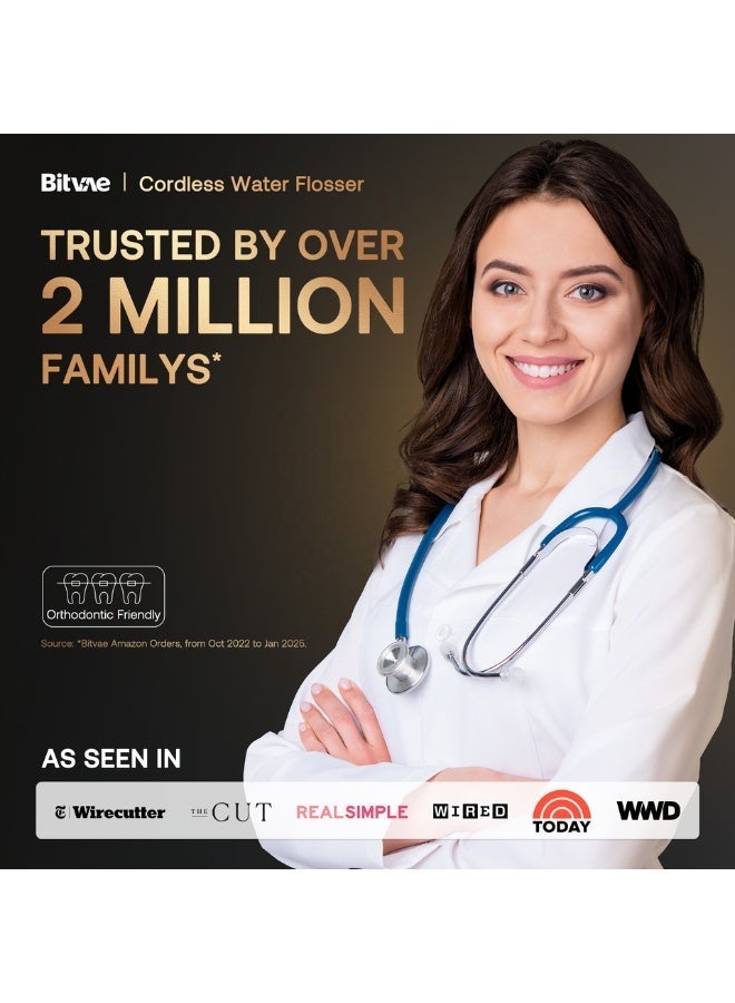 Bitvae C6 Large Capacity Water Dental Flosser for Teeth, Rechargeable Cordless Oral Irrigator with 300ML Built in Tank, 3 Modes and 6 Jet Tips, IPX7 Waterproof for Home and Travel - Image 4