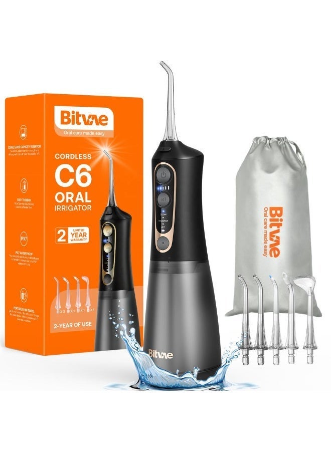 Bitvae C6 Large Capacity Water Dental Flosser for Teeth, Rechargeable Cordless Oral Irrigator with 300ML Built in Tank, 3 Modes and 6 Jet Tips, IPX7 Waterproof for Home and Travel - Image 1
