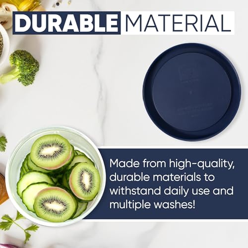 MRX Solutions Replacement Lids for Pyrex Containers Round Glass Food Plastic (2) 2-Cup (2) 4-Cup (2) 7-Cup (Navy) - Image 5