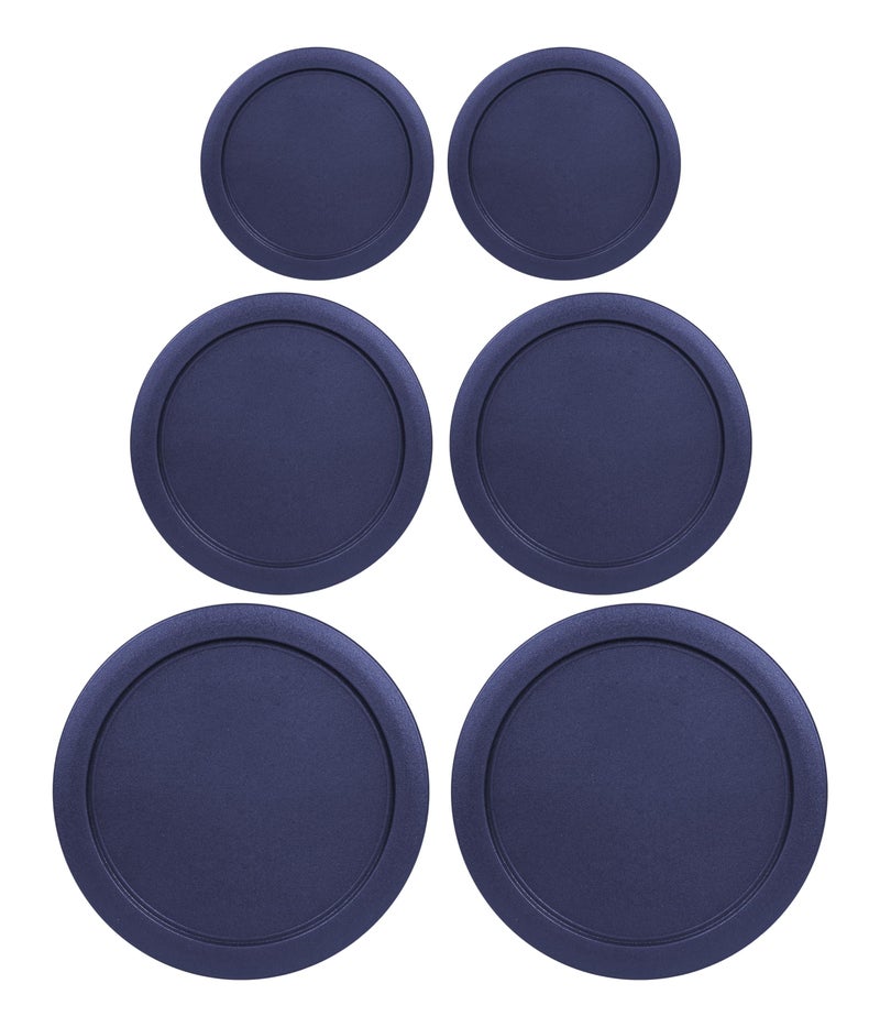 MRX Solutions Replacement Lids for Pyrex Containers Round Glass Food Plastic (2) 2-Cup (2) 4-Cup (2) 7-Cup (Navy) - Image 1