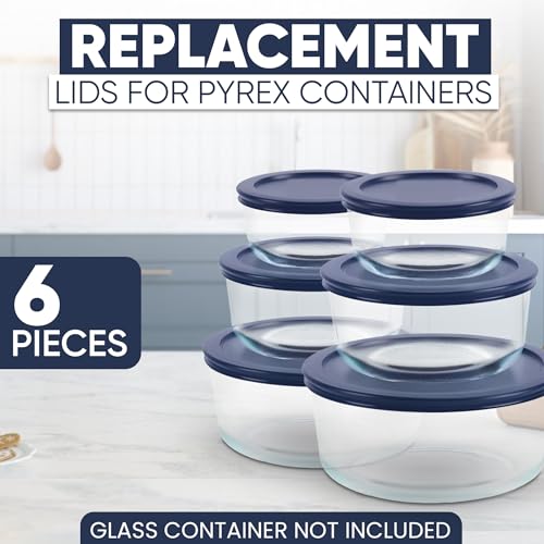 MRX Solutions Replacement Lids for Pyrex Containers Round Glass Food Plastic (2) 2-Cup (2) 4-Cup (2) 7-Cup (Navy) - Image 3