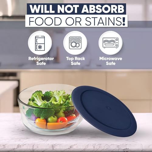 MRX Solutions Replacement Lids for Pyrex Containers Round Glass Food Plastic (2) 2-Cup (2) 4-Cup (2) 7-Cup (Navy) - Image 4