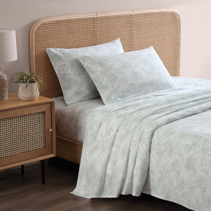TOMMY Bahama Tommy Bahama - King Sheets  Cotton Percale Bedding Set  Crisp & Cool  Stylish Bedding Set (Pen and Ink Palm Green  King)  - Image 2
