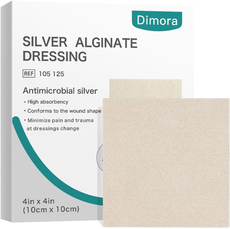 Dimora Upgrade Silver Calcium Alginate Wound Dressing 4 x 4 Patches 5 Packs Dimora Transparent Film Dressing 50 Packs - Image 2