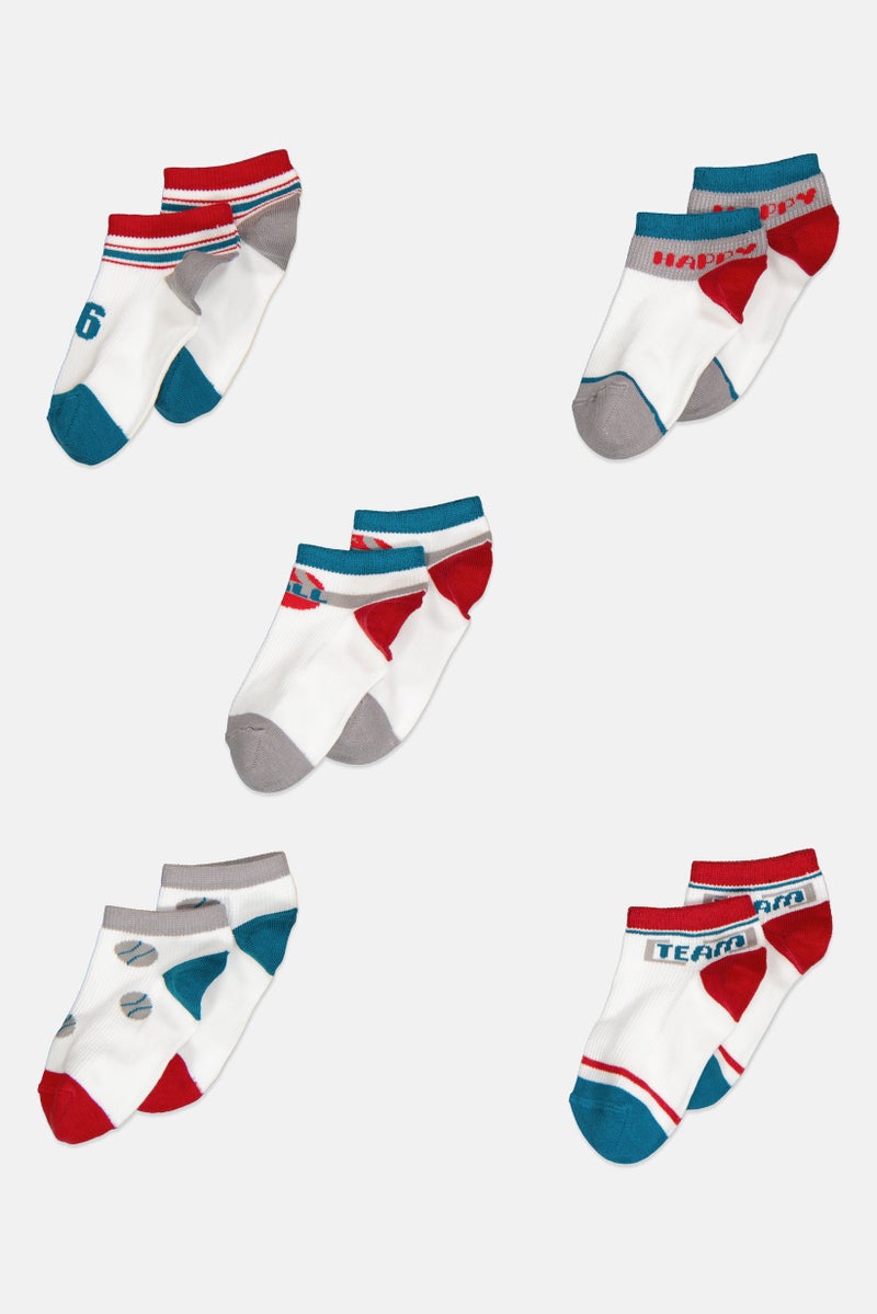 RBX Toddlers Boy 5 Pairs Graphic Printed Non Terry Ankle Socks, Multicolor  - Image 3