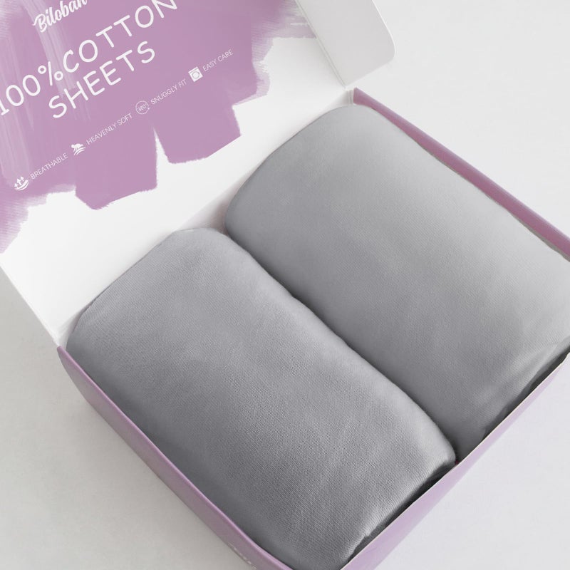 Biloban Bassinet Sheets Compatible with Maxi-COSI Iora Bedside Bassinet,100% Cotton, 2 Pack, Ultra Soft Bassinet Sheet for Baby, Gray - Image 1
