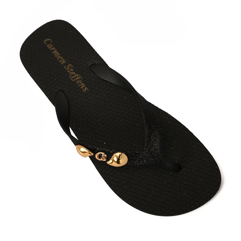 Carmen Steffens Black CS Shine Flip-Flop