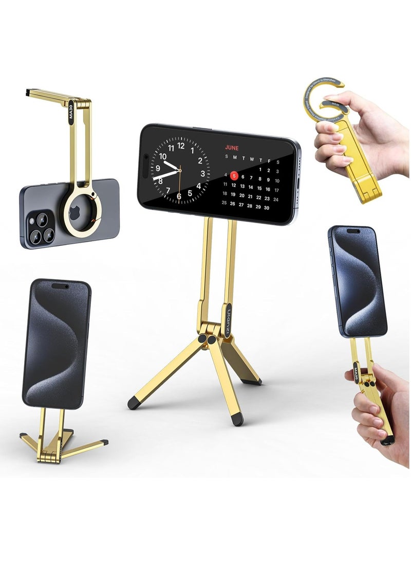 Ulanzi Ulanzi ULANZI MA30 Magnetic Phone Tripod Stand for iPhone Aluminium Maglock Smartphone Mini Tripod Pocket Cell Phone Stand Dual Sided Magnet Quick Mount Compatible with iPhone 16 15 14 13 12 Magsafe (Yellow)  - Image 1