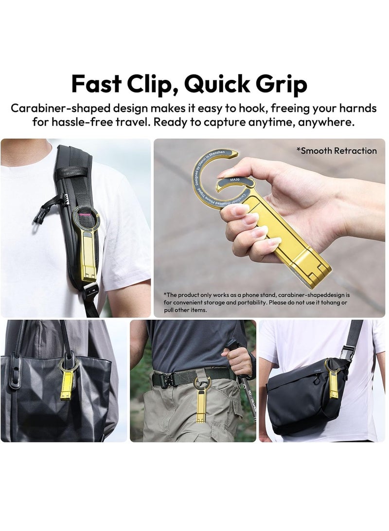 Ulanzi Ulanzi ULANZI MA30 Magnetic Phone Tripod Stand for iPhone Aluminium Maglock Smartphone Mini Tripod Pocket Cell Phone Stand Dual Sided Magnet Quick Mount Compatible with iPhone 16 15 14 13 12 Magsafe (Yellow)  - Image 4