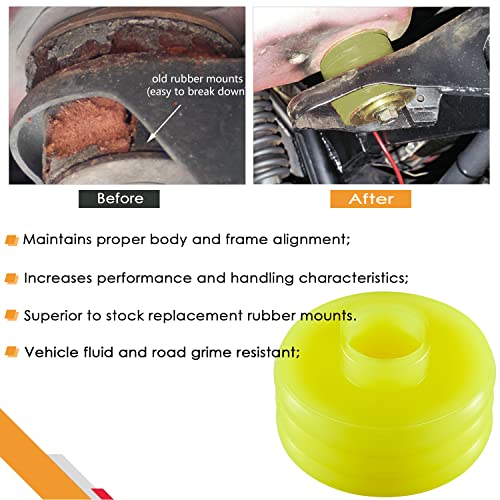 Yoursme KF04050BK Body Mount Bushing Kit Compatible with Ford F250 F350 Super Duty 1998-2018 2WD 4WD Polyurethane Body Mounts (Yellow) - Image 3