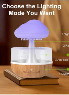 BUYCO Raining Cloud Night Light Aromatherapy Essential Oil Diffuser Micro Humidifier Desk Fountain Bedside Sleeping Relaxing Mood Water Drop Sound White  - Image 3