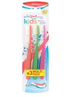 Aquafresh Kids 0-7 Years Soft Bristles Toothbrush, Pack of 3, Random Color 