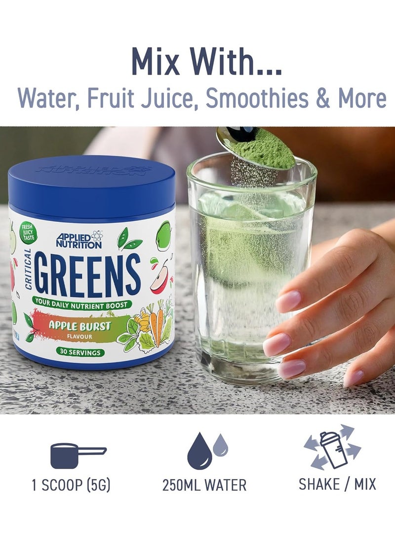 Applied Nutrition Critical Greens Super Greens Powder – 150g (Apple Burst) 17 Superfood Extracts, Boosts Immunity & Digestion  - Image 3