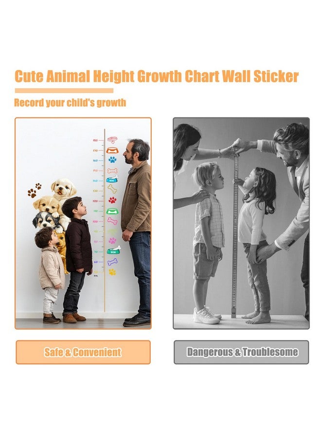 CUGBO Animals Growth Chart Wall Stickers, Kids Height Size Measurement Decals Removable Cute Puppy Paw Measuring Ruler Dogs Wallpaper for Toddler Room Nursery Bedroom Wall Decor - Image 5