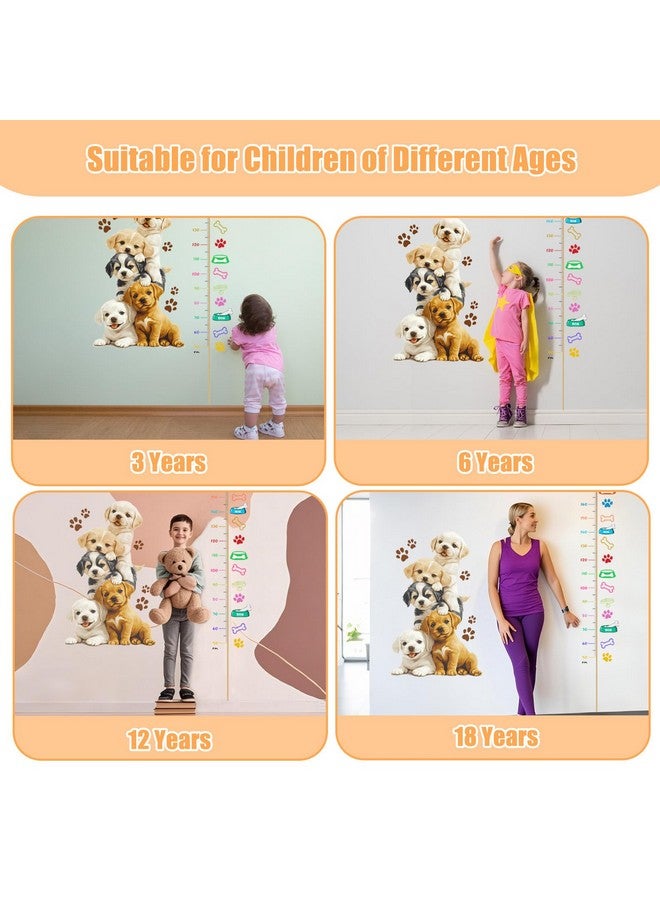 CUGBO Animals Growth Chart Wall Stickers, Kids Height Size Measurement Decals Removable Cute Puppy Paw Measuring Ruler Dogs Wallpaper for Toddler Room Nursery Bedroom Wall Decor - Image 4