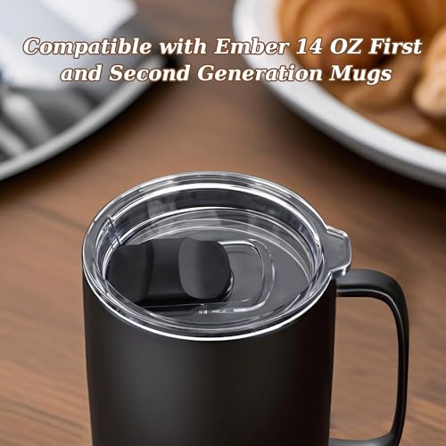 TEITEAI Magnetic Slider Replacement Mug Lid Compatible with Ember First and Second Generation Mugs, 14 oz, Splash-Proof, Black/Clear - Image 2