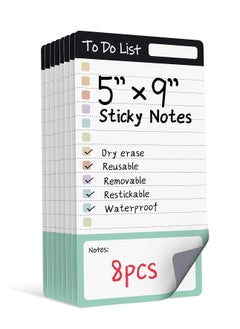To Do List Sticky Notes, 8pcs Dry Erase Reusable to Do List Sticky Notes, Daily Planner Chart, Checklist Notepad, Lined Task Todo Memo Pad for Home, Office, Refrigerator, Desk, Mirror