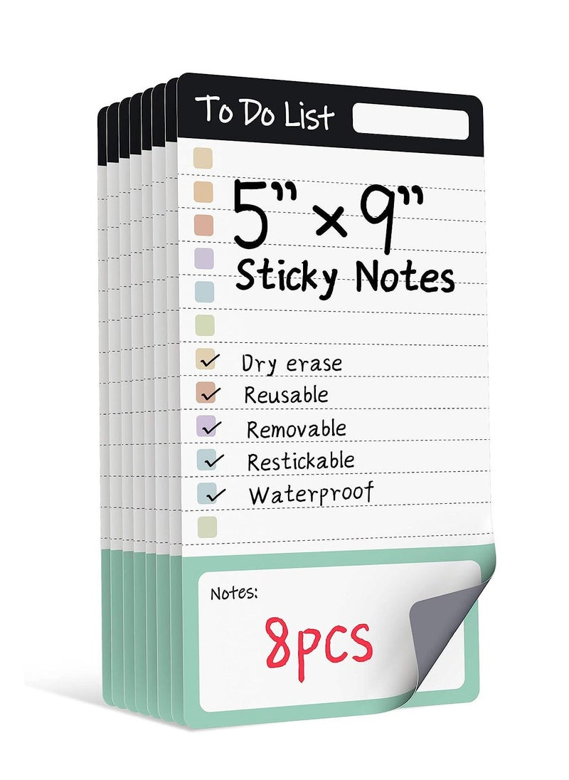 Generic - To Do List Sticky Notes, 8pcs Dry Erase Reusable to Do List Sticky Notes, Daily Planner Chart, Checklist Notepad, Lined Task Todo Memo Pad for Home, Office, Refrigerator, Desk, Mirror - Image 1