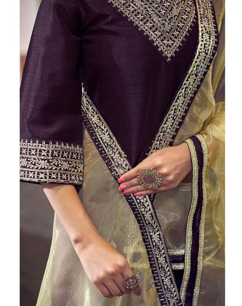 SIRIL Women's Rayon Viscose Embroidered Straight Kurta Pant with Dupatta Set (104KBD1133-M_Wine) - Image 5