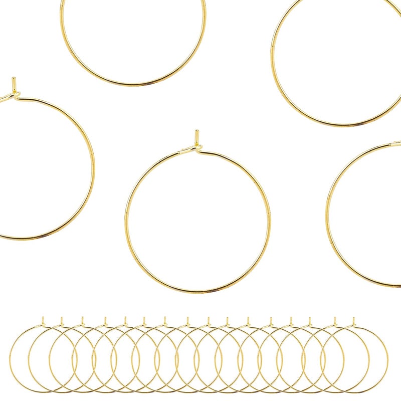 BEADNOVA Wine Glass Charm Rings 120pcs Gold Plated 25mm Beading Charm Rings Wine Glass Marker for Birthday Party Wedding Festival Favor - Image 1