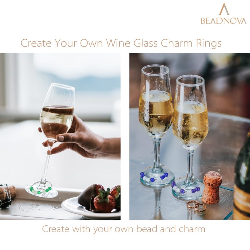 BEADNOVA Wine Glass Charm Rings 120pcs Gold Plated 25mm Beading Charm Rings Wine Glass Marker for Birthday Party Wedding Festival Favor - Image 4