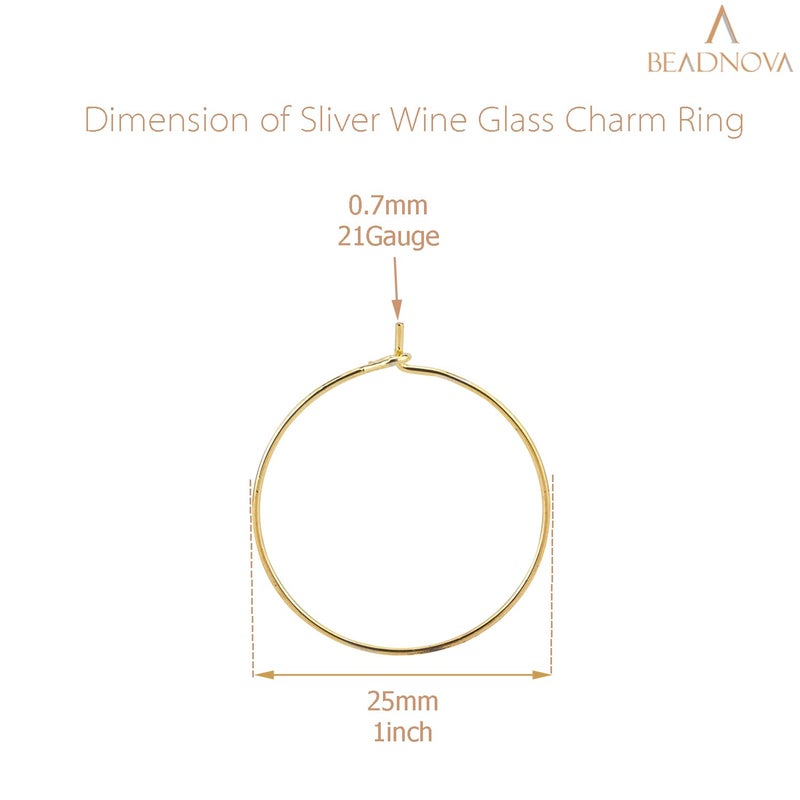 BEADNOVA Wine Glass Charm Rings 120pcs Gold Plated 25mm Beading Charm Rings Wine Glass Marker for Birthday Party Wedding Festival Favor - Image 2