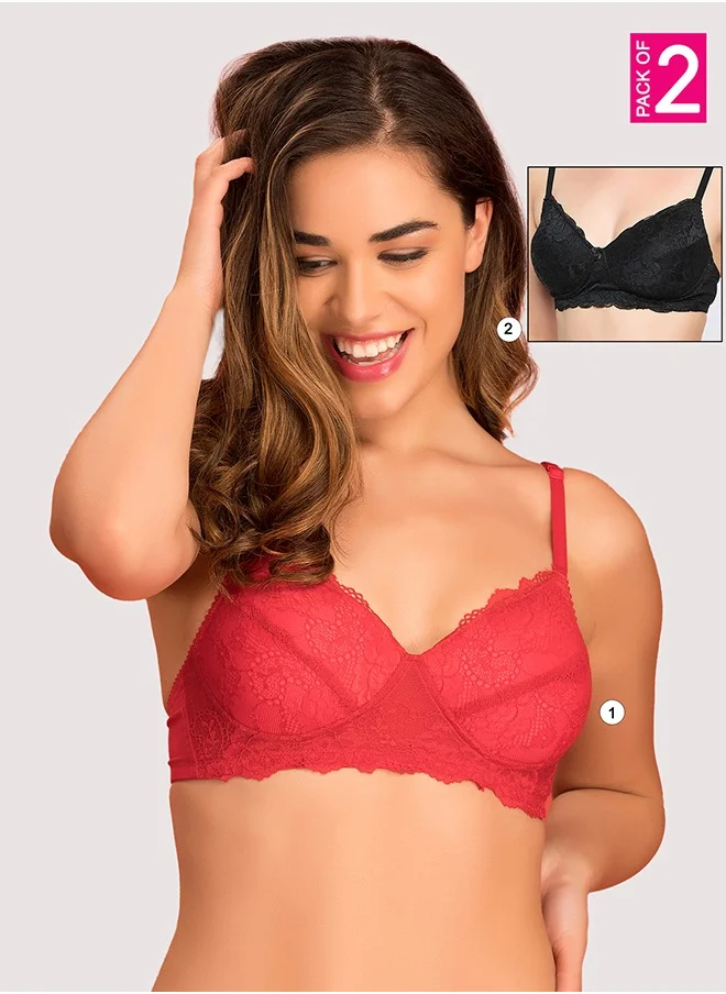 Clovia Clovia Pack of 2 Padded Non-Wired Full Coverage Bra