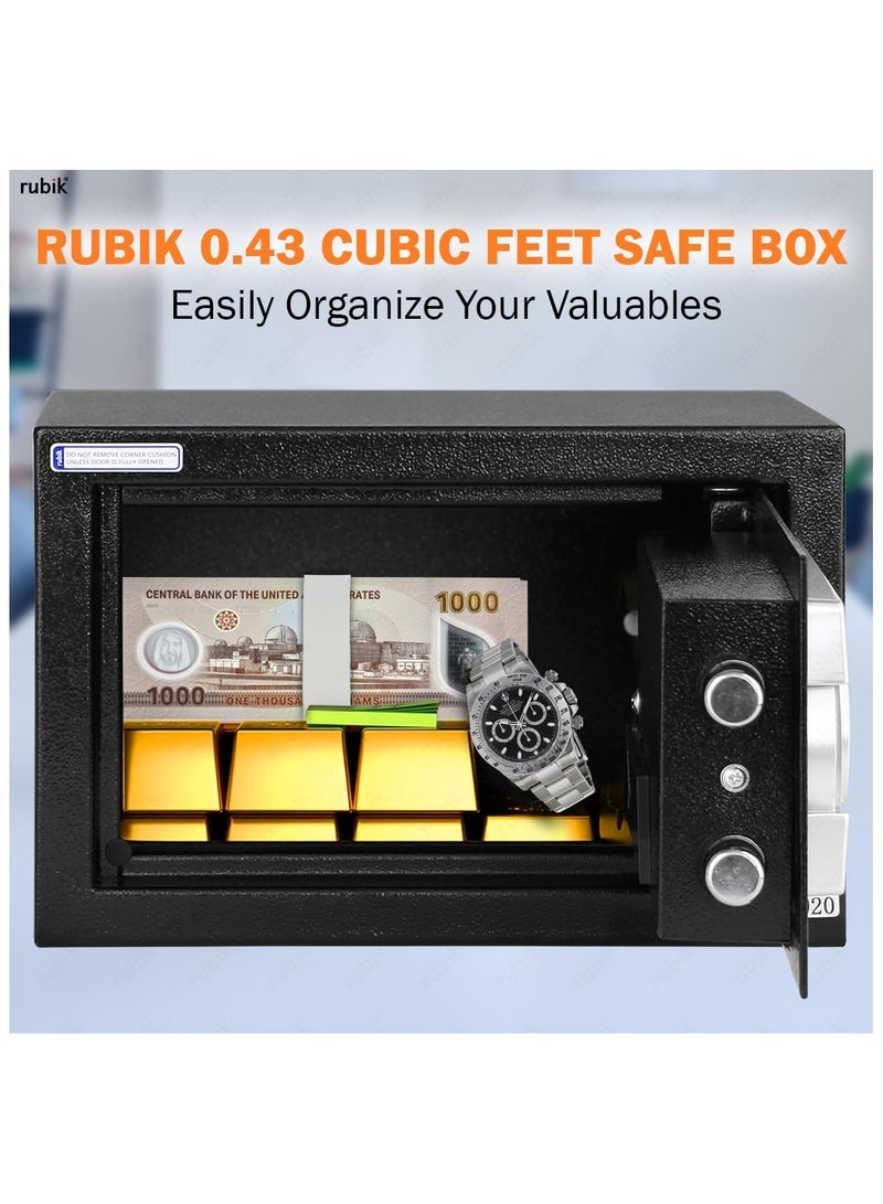 Rubik Small Safe Box with Digital Keypad and Key Lock for Home Office Personal Use RB-20EG (20x31x20cm) Black - Image 3