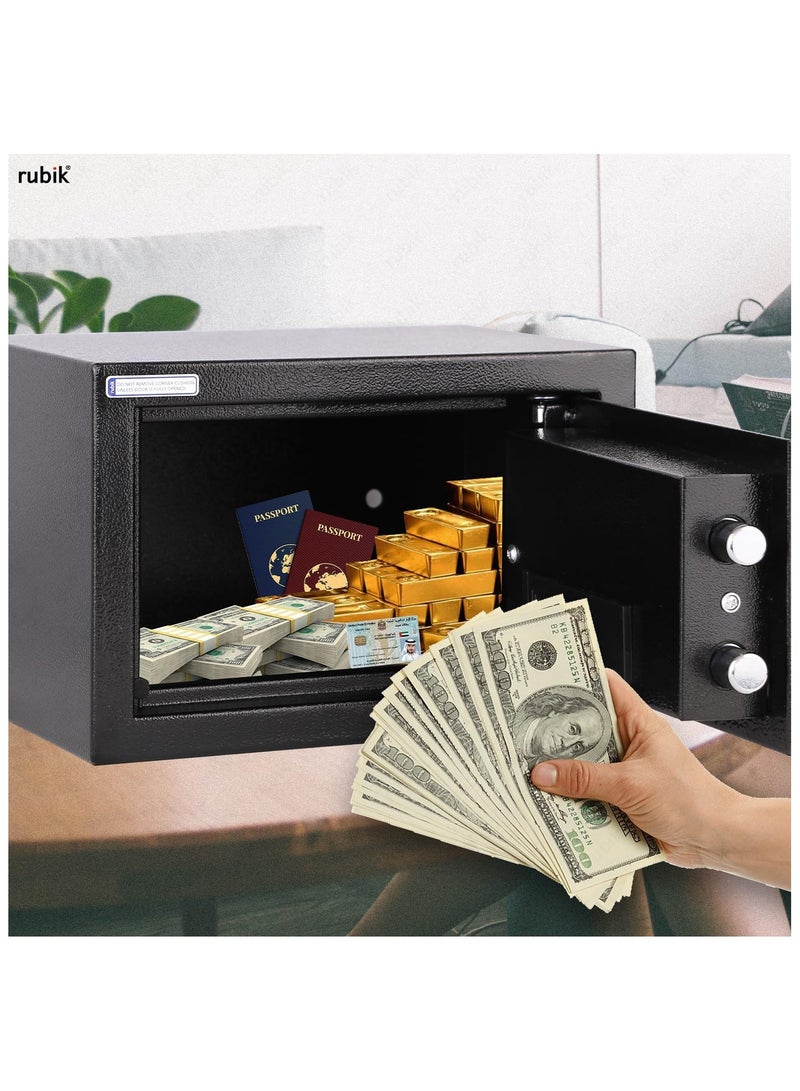 Rubik Small Safe Box with Digital Keypad and Key Lock for Home Office Personal Use RB-20EG (20x31x20cm) Black - Image 5