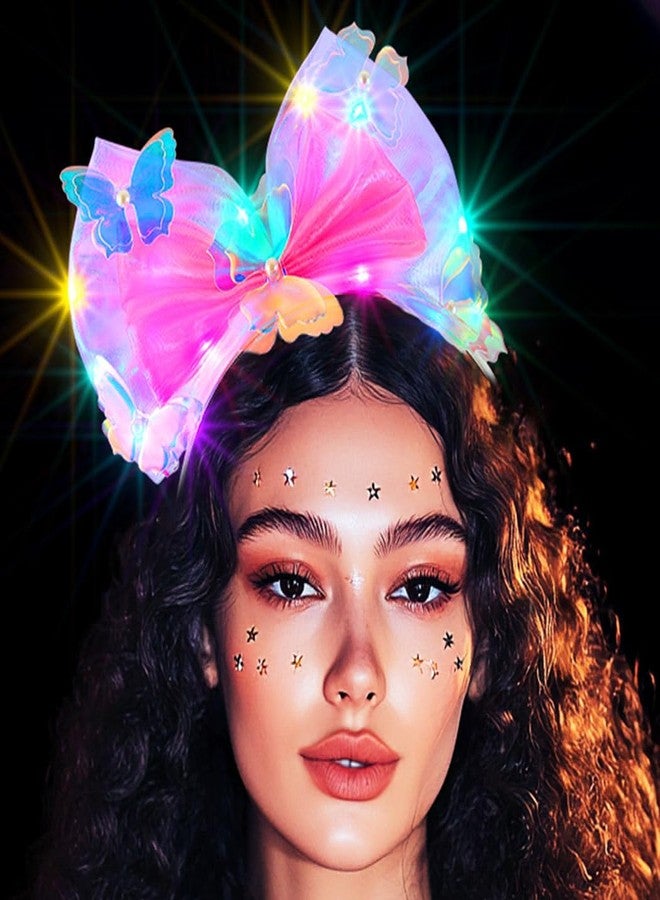 JONKY Light up Hair Bow Pink Butterfly Headband for Women (Pink, one size) - Image 1