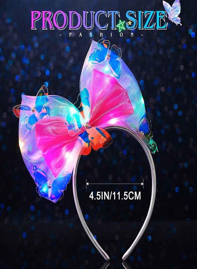 JONKY Light up Hair Bow Pink Butterfly Headband for Women (Pink, one size) - Image 2