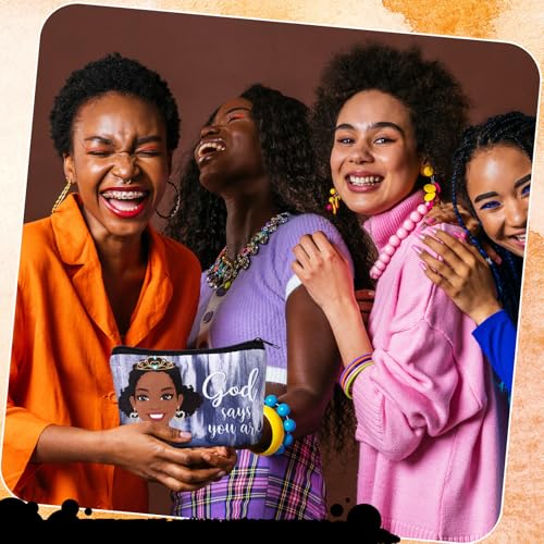 Kacctyen 20 Pcs Black Africa Inspirational Gifts Canvas Cosmetic Bags Compact Mirrors Makeup Bags Thank You Travel Toiletry Pouch Bulk Mothers Day Gifts for Women Teacher Coworker Employee - Image 3