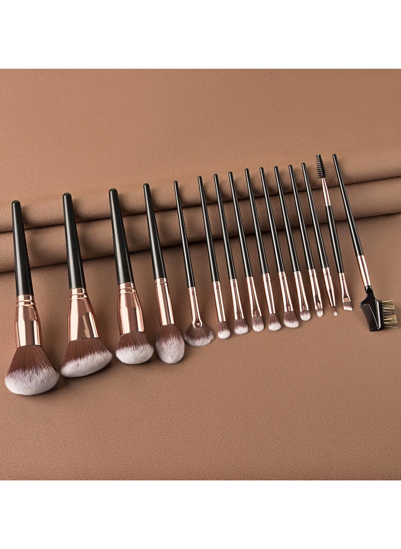 ponny 15Pcs Professional Makeup Brushes Set with Bag Premium Synthetic Makeup Brush  Foundation Eyeshadow Brush Travel Make up Brushes Set for Girls Women Gifts  - Image 4