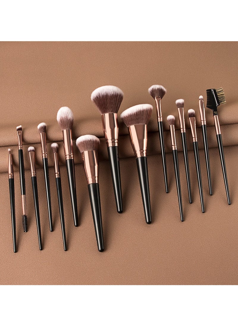 ponny 15Pcs Professional Makeup Brushes Set with Bag Premium Synthetic Makeup Brush  Foundation Eyeshadow Brush Travel Make up Brushes Set for Girls Women Gifts  - Image 3