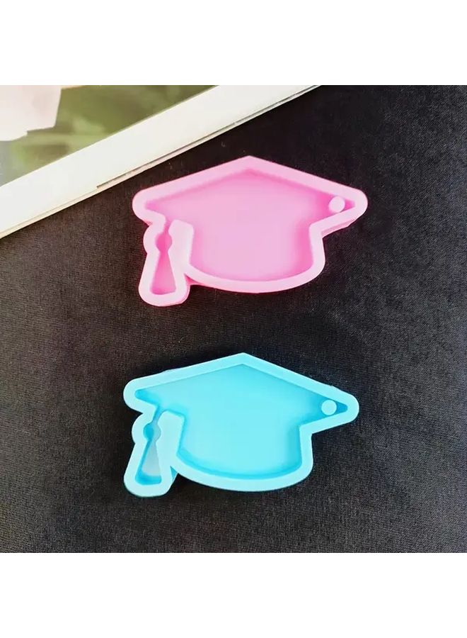 Blue Graduation Cap Silicone Mold For DIY Pendant Keychain Hanging Decoration - Image 2
