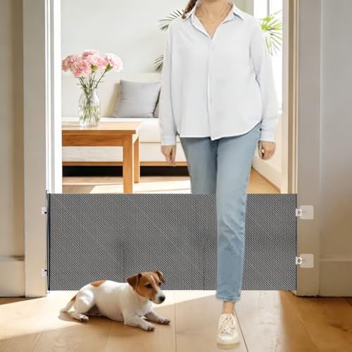 yuyingji 15" Step Over Retractable Dog Gate, No-Drill Pet Barrier for Doorways & Stairs, Easy Human Access & Pet Containment, Adjustable Small Dog Gate for Indoor Use - Image 1