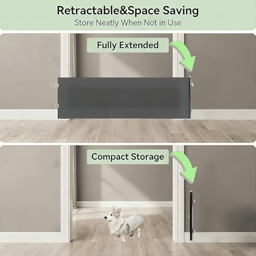 yuyingji 15" Step Over Retractable Dog Gate, No-Drill Pet Barrier for Doorways & Stairs, Easy Human Access & Pet Containment, Adjustable Small Dog Gate for Indoor Use - Image 4