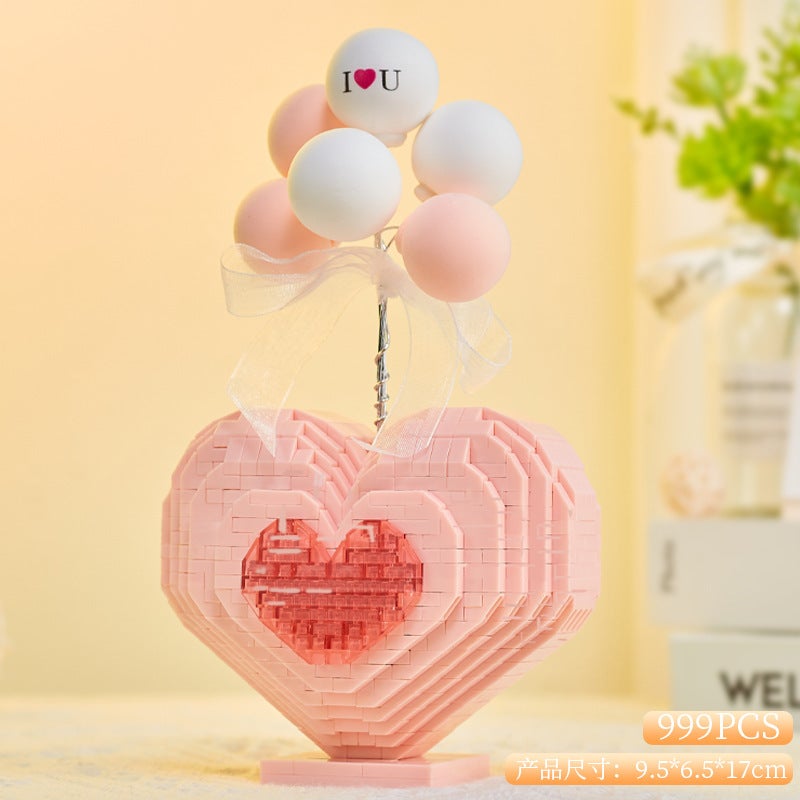 Elegant 6909 Pink Love 520 Valentine'S Day Gift For Girlfriend Assembled Building Blocks Confession Balloon Ornaments - Image 4