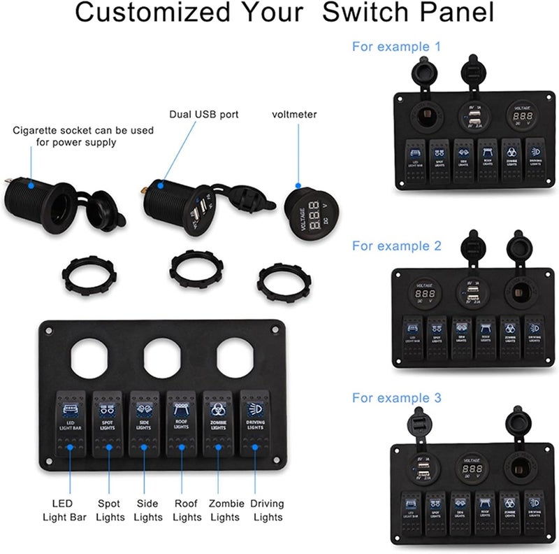 Wivplex 6 Gang Toggle Switch Panel with USB Charger - Image 3