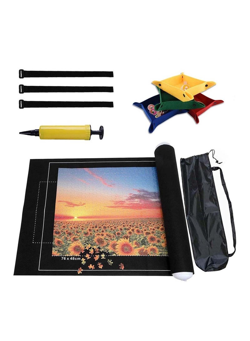 Jigsaw Puzzles For Adults Store and Transport Jigsaw Puzzles Up to 1500 Pieces Puzzle Roll Up Mat Environmental Friendly Material Inflatable Tube and 3 Elastic Fasteners - Image 1