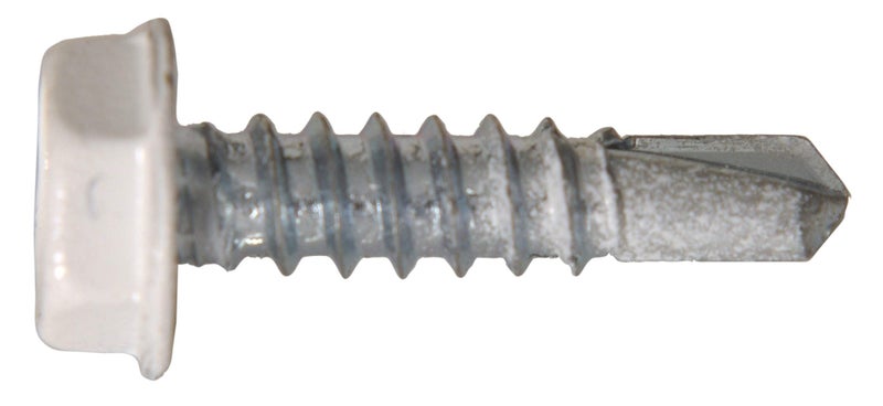 Hillman 560392 Hex Washer Head Self-Drilling Screw (#10 x 1" White Head) - Image 1