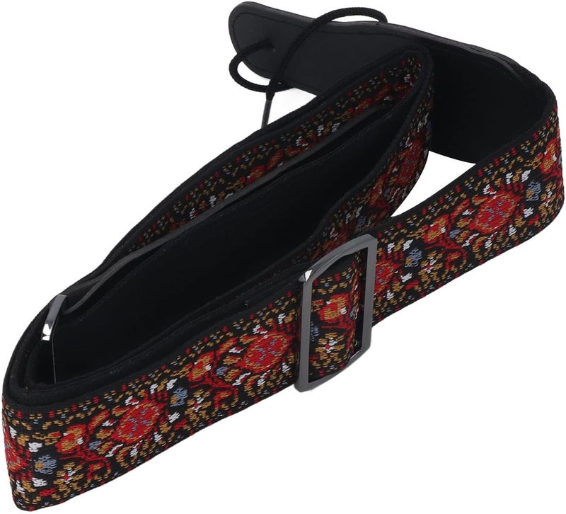 Embroidered Vintage Guitar Strap Durable Nylon Wider Bass Strap for Guitar Accessories, Adjustable Length for Musicians - Image 4