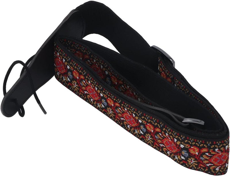 Embroidered Vintage Guitar Strap Durable Nylon Wider Bass Strap for Guitar Accessories, Adjustable Length for Musicians - Image 3