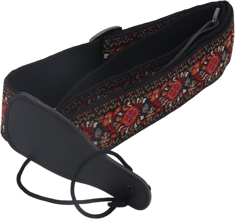 Embroidered Vintage Guitar Strap Durable Nylon Wider Bass Strap for Guitar Accessories, Adjustable Length for Musicians - Image 1