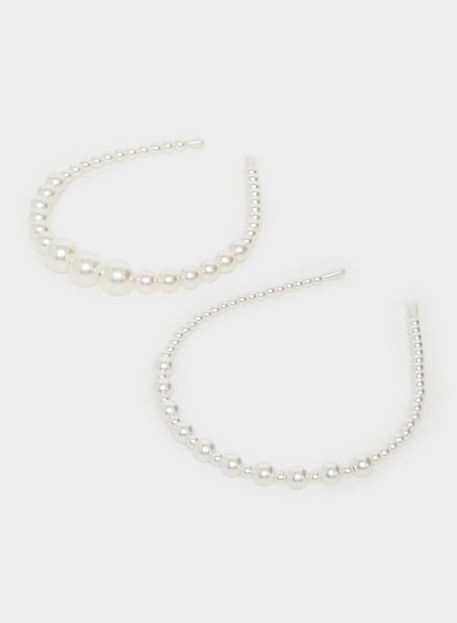 Styli Set of 2 - Faux Pearl Embellished Headband  - Image 2