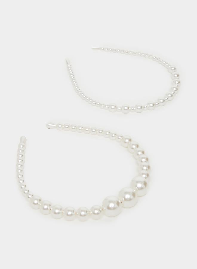 Styli Set of 2 - Faux Pearl Embellished Headband  - Image 4