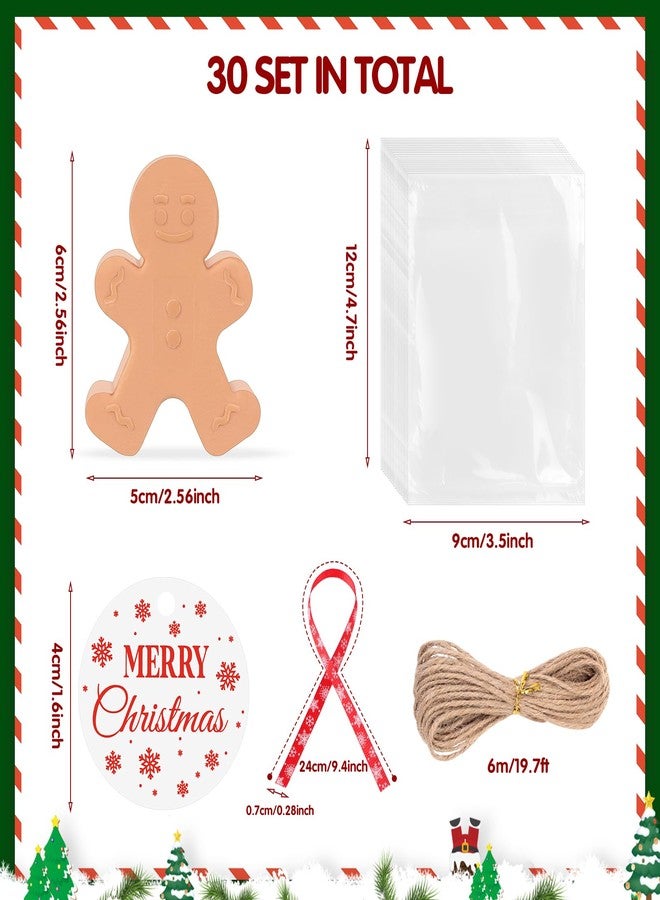 Heigble 90 Pcs Christmas Soap Bars Christmas Gift Bulk with 30 Holiday Glycerin Snowflake Xmas Tree Santa Clause Gingerbread Men Soap 30 Bag 30 Tag for Guest Coworker Bathroom(Brown,Gingerbread) - Image 2